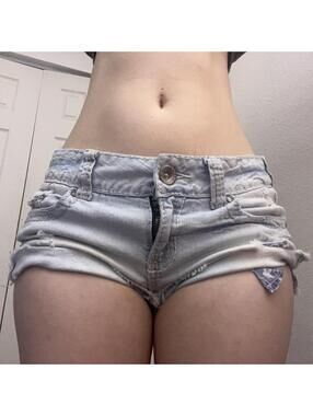 low rise denim mini shorts